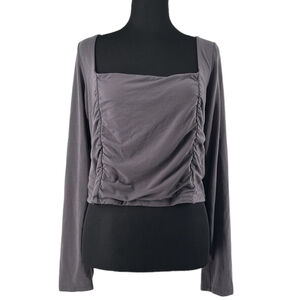 Aritzia Wilfred Lydia top long sleeve corset style square neck grey sz xl